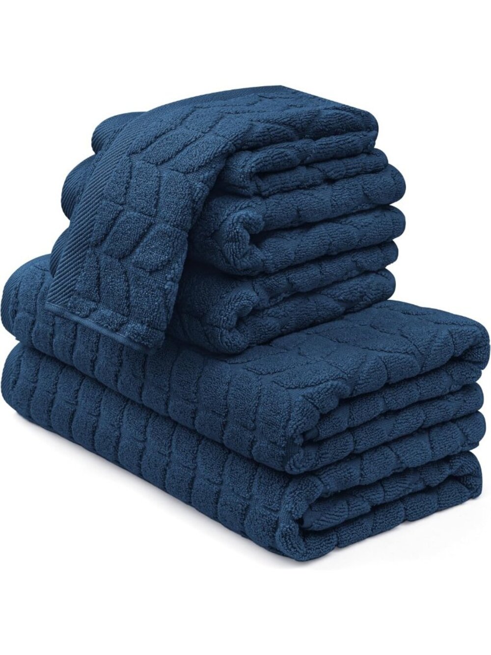 Ultra Soft 100% Cotton Bath Towel Set of 6 - Luxury Decorative Navy Blue
